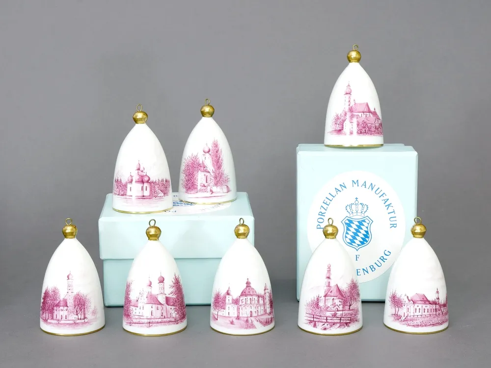 Cloches annuelles, Nymphenburg, 1998 - 2005, série de huit pièces Édition limitée et numérotée de 250 pièces