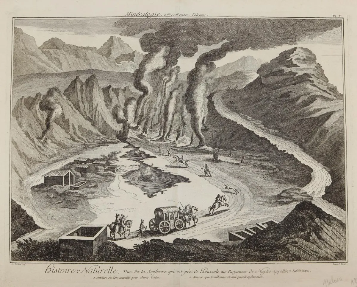 Вулкан Сольфатара. – Vue de la Soufiere qui est pres de Louzzole au Royaume de Naples appellee Solfatara