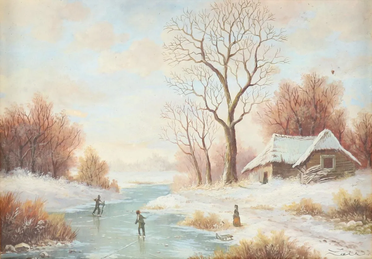 Winterlandschaft – mit Schlittschuhläufern