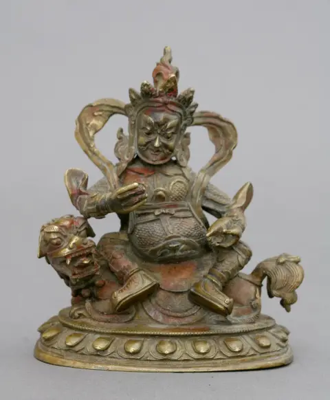 Figuur, brons, Vaishravana, China, Peking, 18e eeuw Qianlong, boeddhistische beschermgod van rijkdom