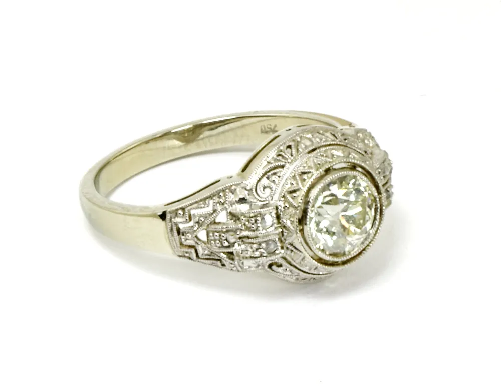 Bague, or gris 750 avec solitaire diamant d'environ 1,00 ct, Top Crystal, VVS1. Taille 57, poids brut 4,71 g.