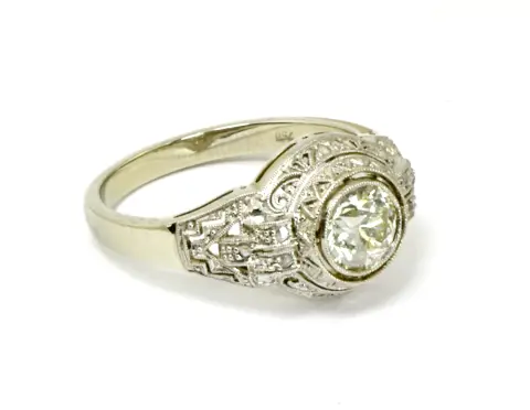 Ring, 750er WG. mit Brillantsolitär, von ca. 1,00 ct, Top Crystal, VVS1. RW 57, Bruttogewicht 4,71 g.