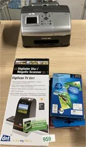1 portable photo printer Lexmark and 1 digital slide/negative scanner