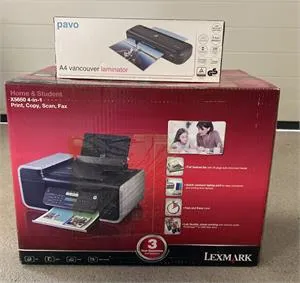 1 Lexmark printer and 1 Pavo laminator - OVP