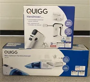 1 Handmixer und 1 Akku-Zyklonen-Handstaubsauger - QUIGG - OVP