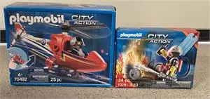1 hélicoptère de lutte contre l'incendie et 1 pompier - Playmobil - OVP