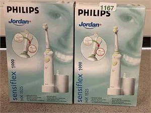 2 elektrische Zahnbürsten - Philips - Jordan - Sensiflex 1000