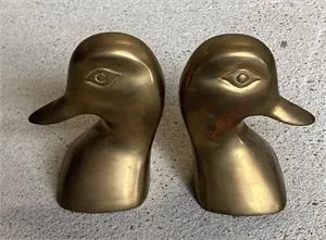 2 vintage bookends - duck head - height 13 cm