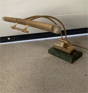 1 vintage bureaulamp met marmeren voet - hoogte 25 cm