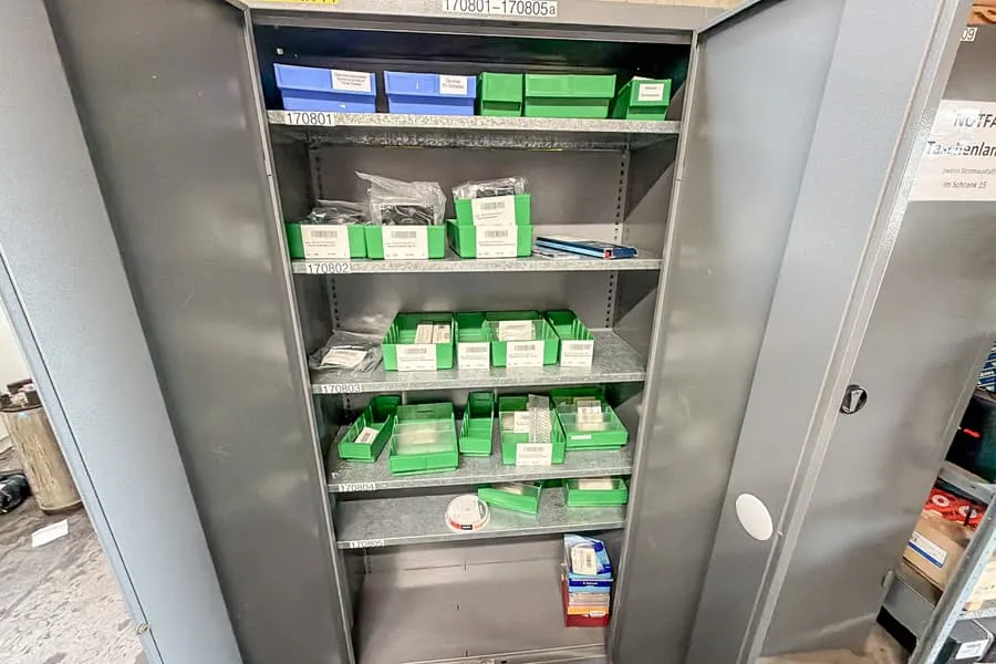 Cabinet contents: workshop supplies