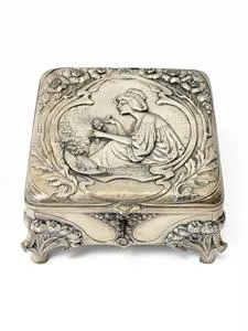 Jugendstil-Schatulle, Silber plated