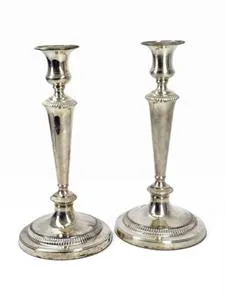 Pair of large candlesticks, silver plated