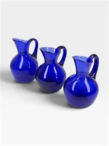3 carafes cobalt blue glass
