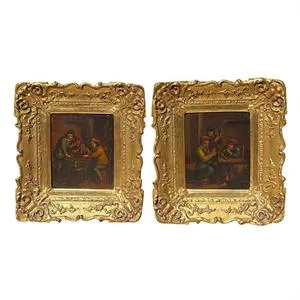 2 companion pieces tavern scenes
