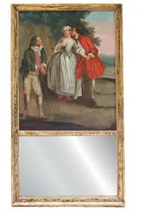 Gallant scene with castle mirror