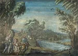Small religious painting "Return from the Flight into Egypt"