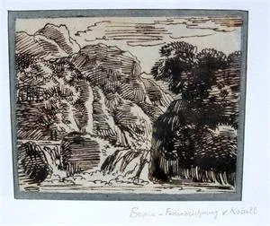 Franz Kobell (1749 Mannheim - 1822 Monachium), rysunek piórkiem sepia