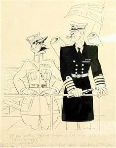 Karikatur englische Seekriegswaffe
