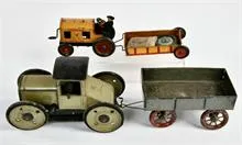 Bing, pásový traktor s přívěsem & Hess, traktor s přívěsem