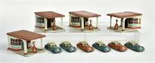 Fischer, 4 Penny Toy stations-service avec véhicules