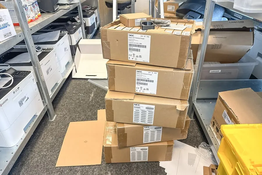 6 boxes with NEC desktop chargers Gx77