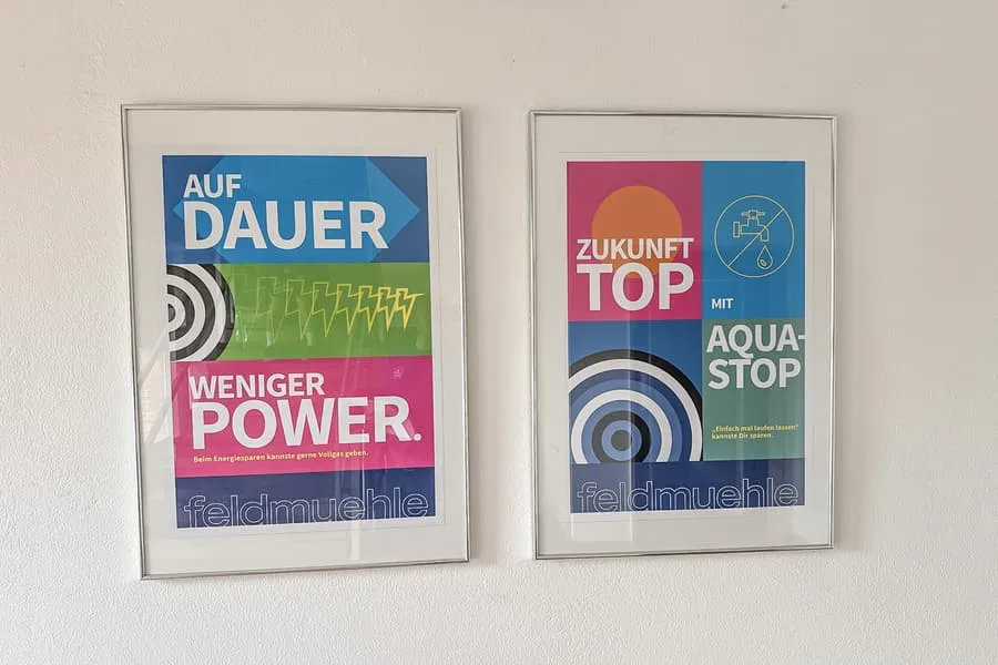 3 decorative posters "Feldmühle", framed
