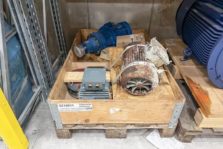 Pallet with machine spare parts